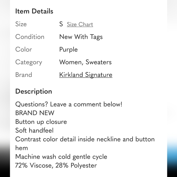 Kirkland Signature Womens Small Purple Soft Stretchy Button Up Cardigan Sweater - Picture 5 of 5